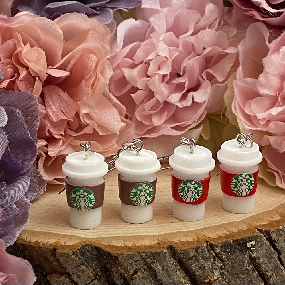 Starbucks Coffee Cup Dangle Earrings - Picture 1 of 12